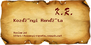 Kozányi Renáta névjegykártya